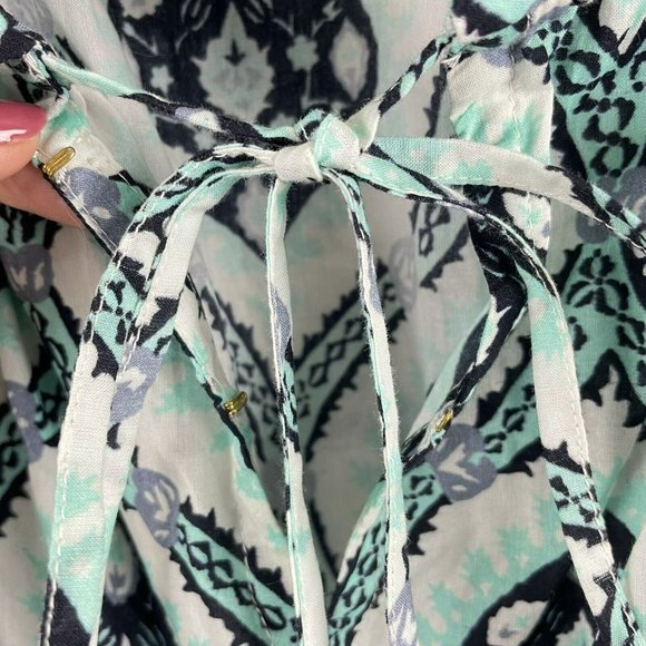 Figue Gianna Mini Dress sz XS green white ruffle tassel - Picture 6 of 8